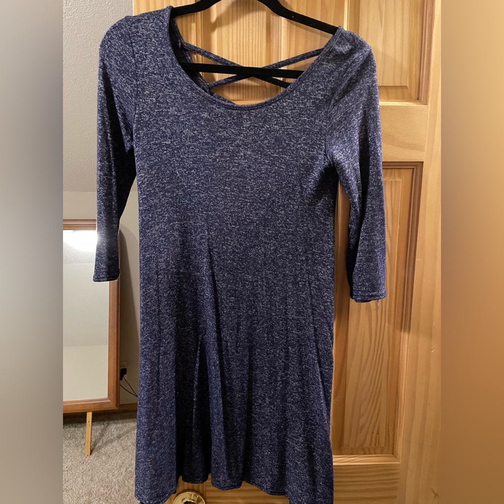 Blue dress with cross cross back detail